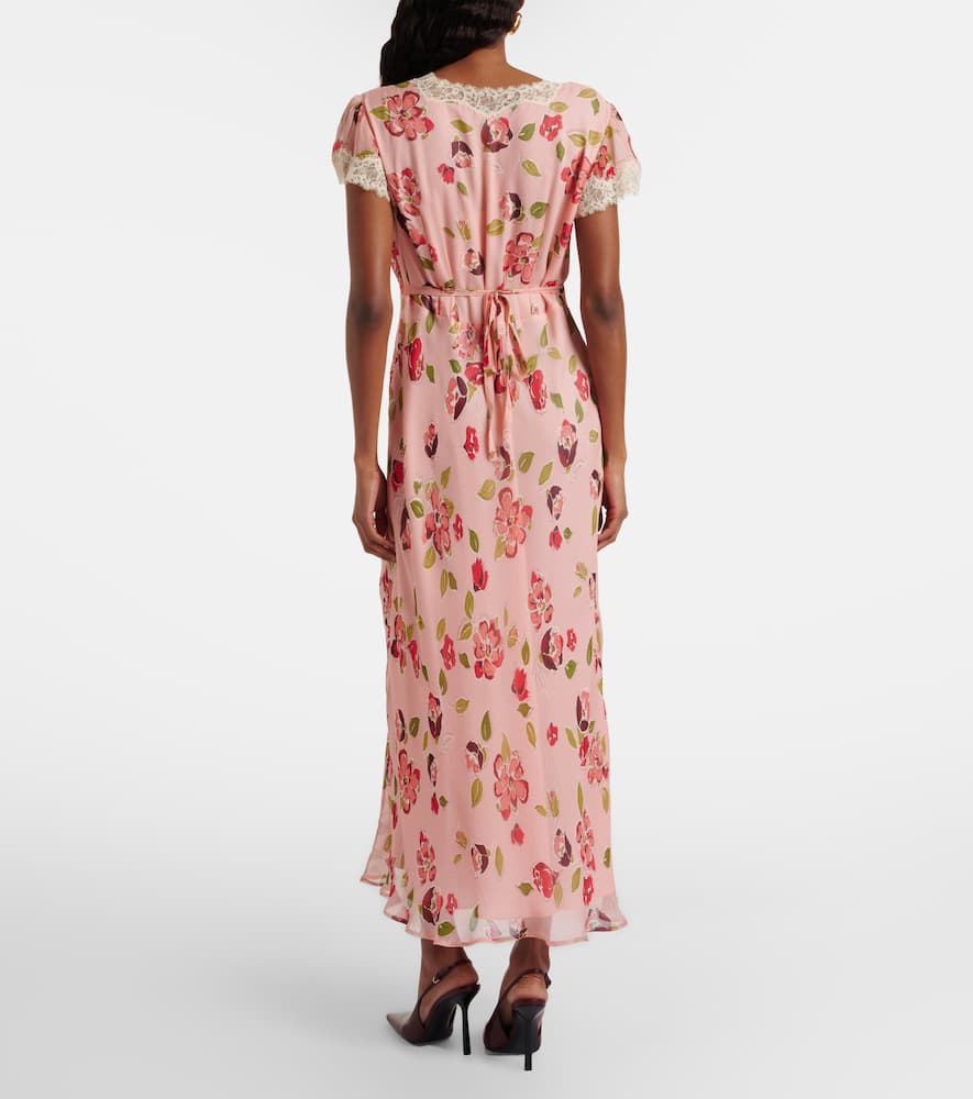 Clarice floral lace-trimmed midi dress