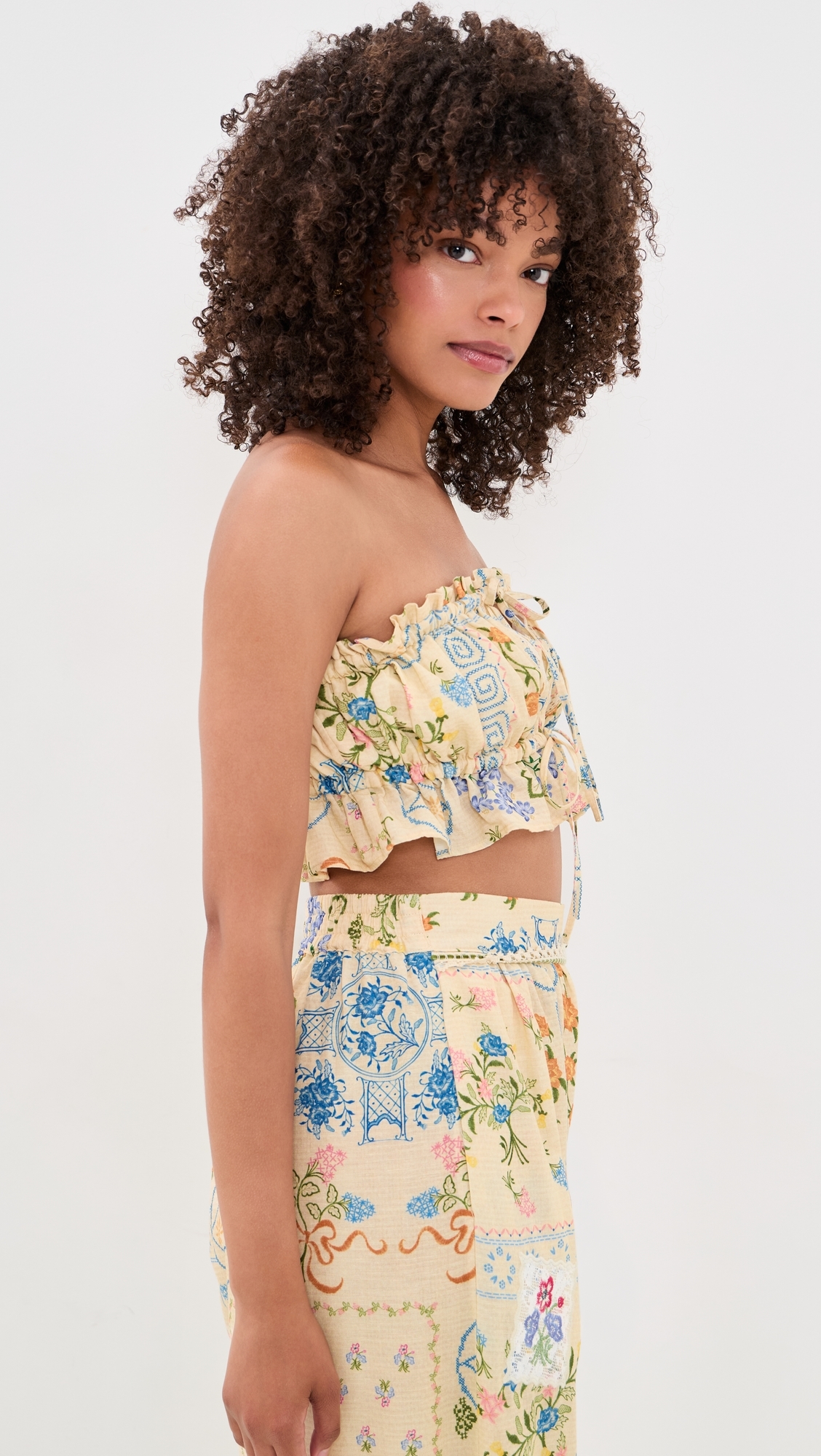 Vichy Ruffled Crop Top Multicolor