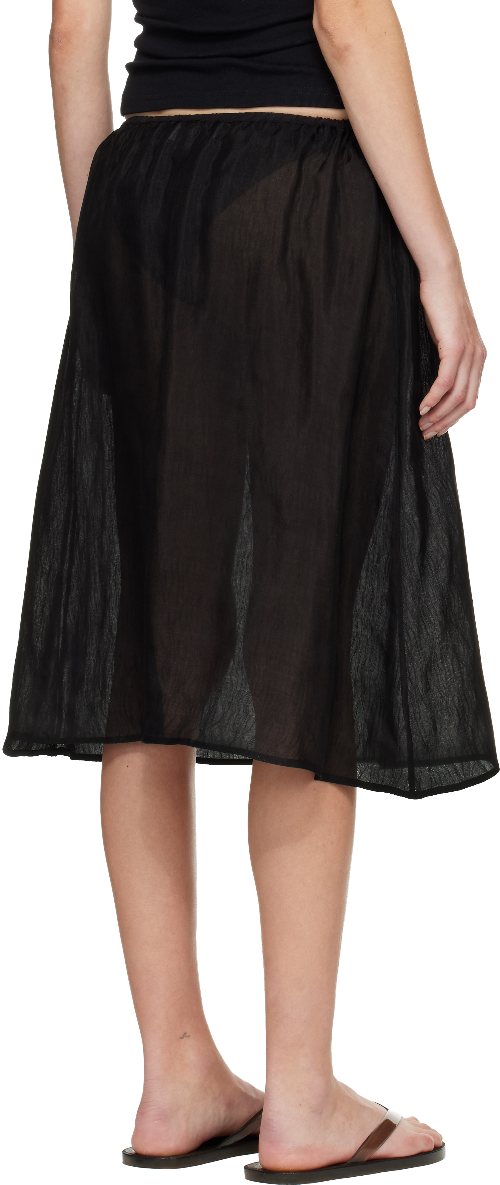 Black Sheer Midi Skirt