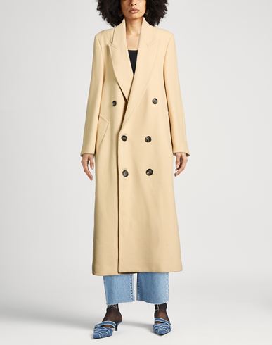 Woman Coat Beige Size 4 Virgin Wool, Polyamide