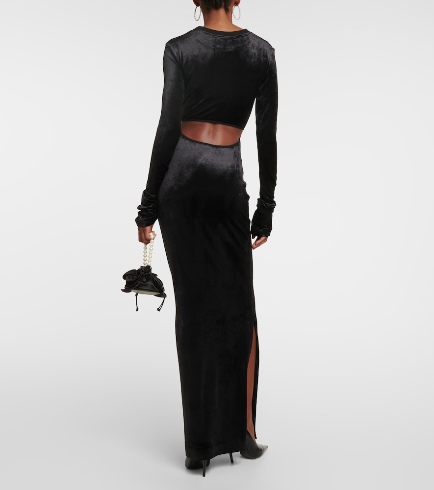 Cutout velvet maxi dress