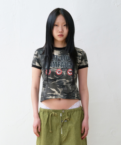 ANTI LOVE CAMO RINGER TEE BLACK