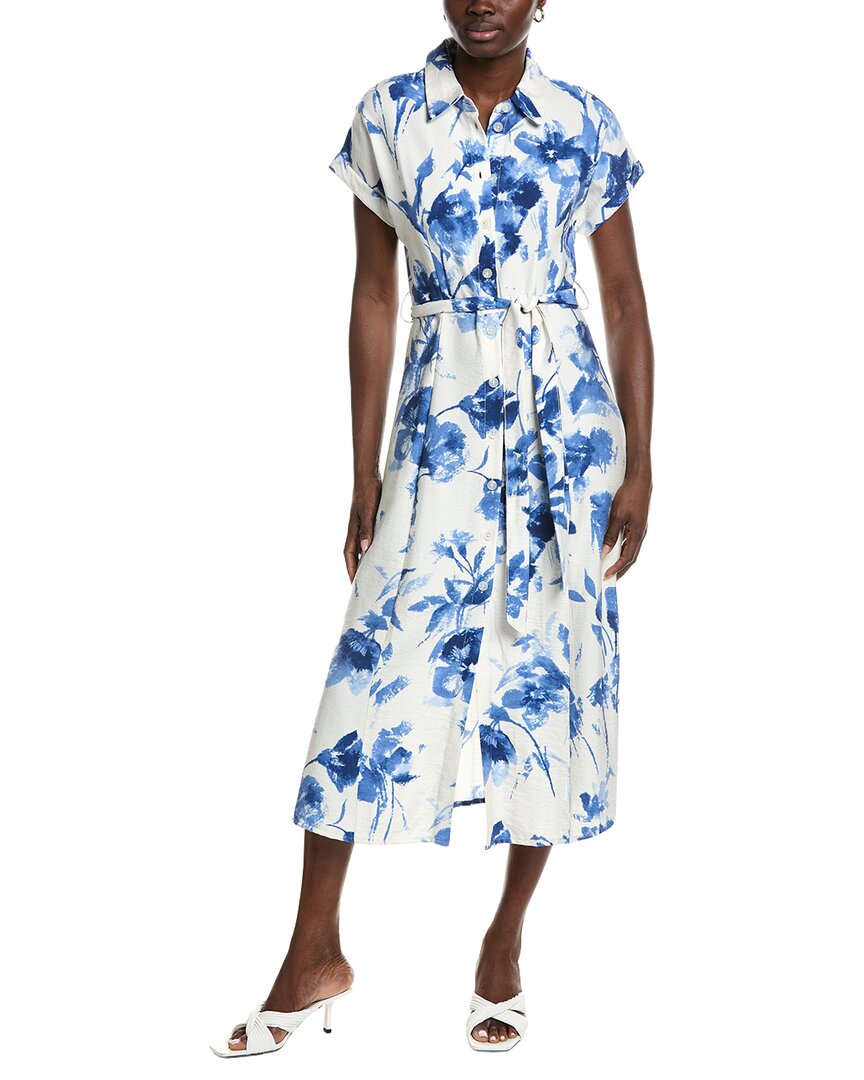 Belted Cuff Sleeves Floral Dress