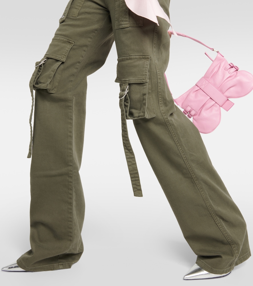 Low-rise denim cargo pants