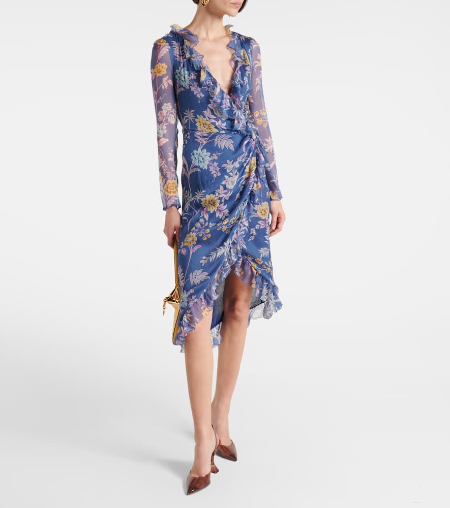 Floral silk wrap dress