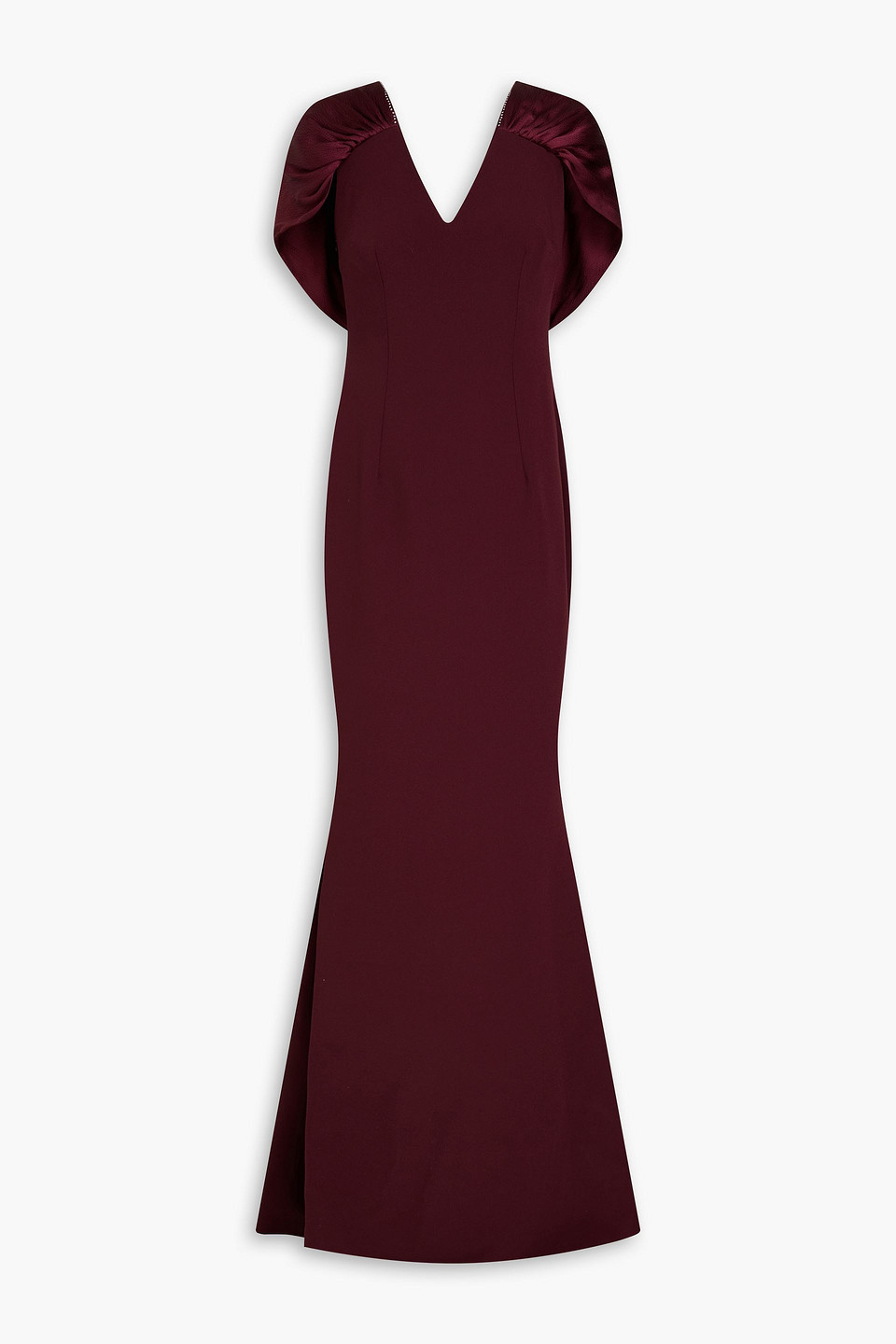 Lola draped crepe de chine-paneled stretch-crepe gown - Burgundy - FR 38