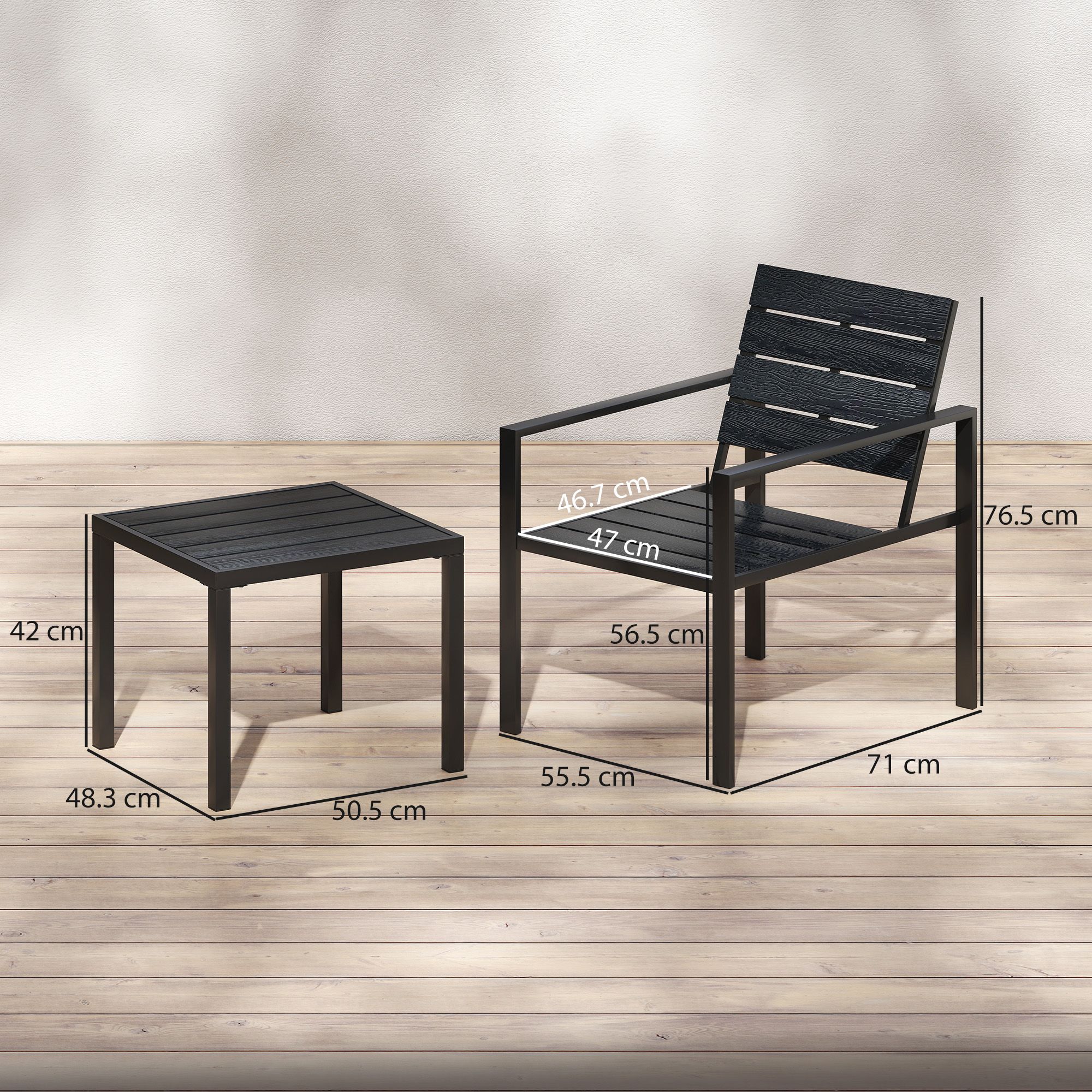Outsunny 3 Pieces Garden Bistro Set For 2, Outdoor Bistro Table And Chairs In Black