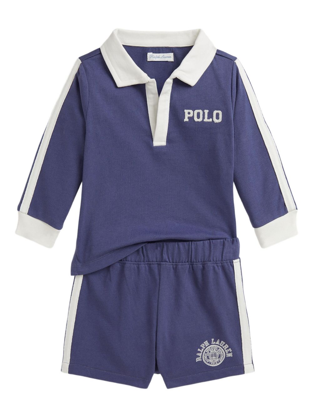 Logo-embroidered top and shorts - Blue