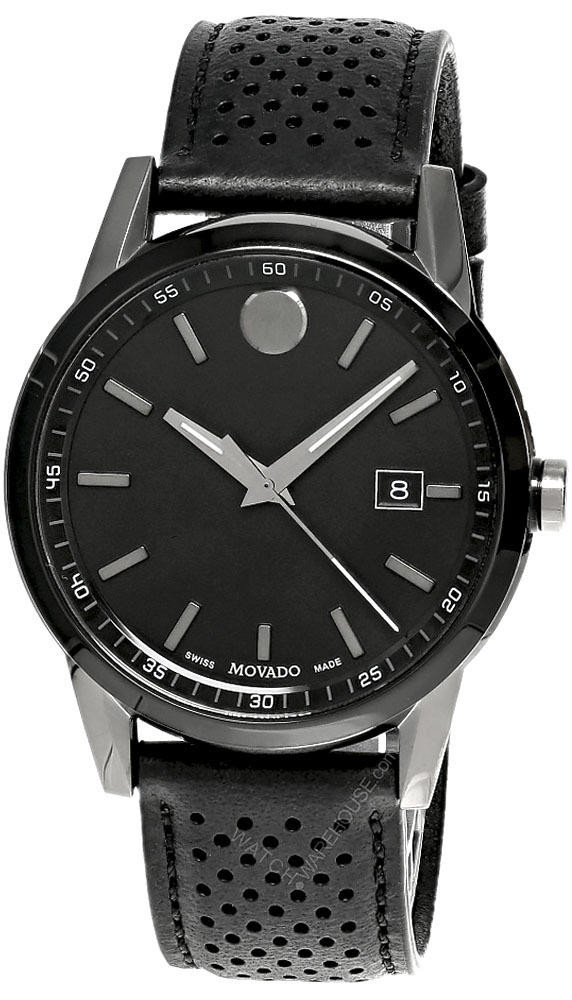 MOVADO Museum Sport 42MM Black Dial LTHR Men's Watch 0607559 / 607559