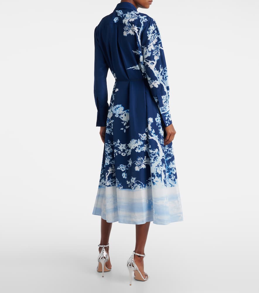 Belted printed midi dress