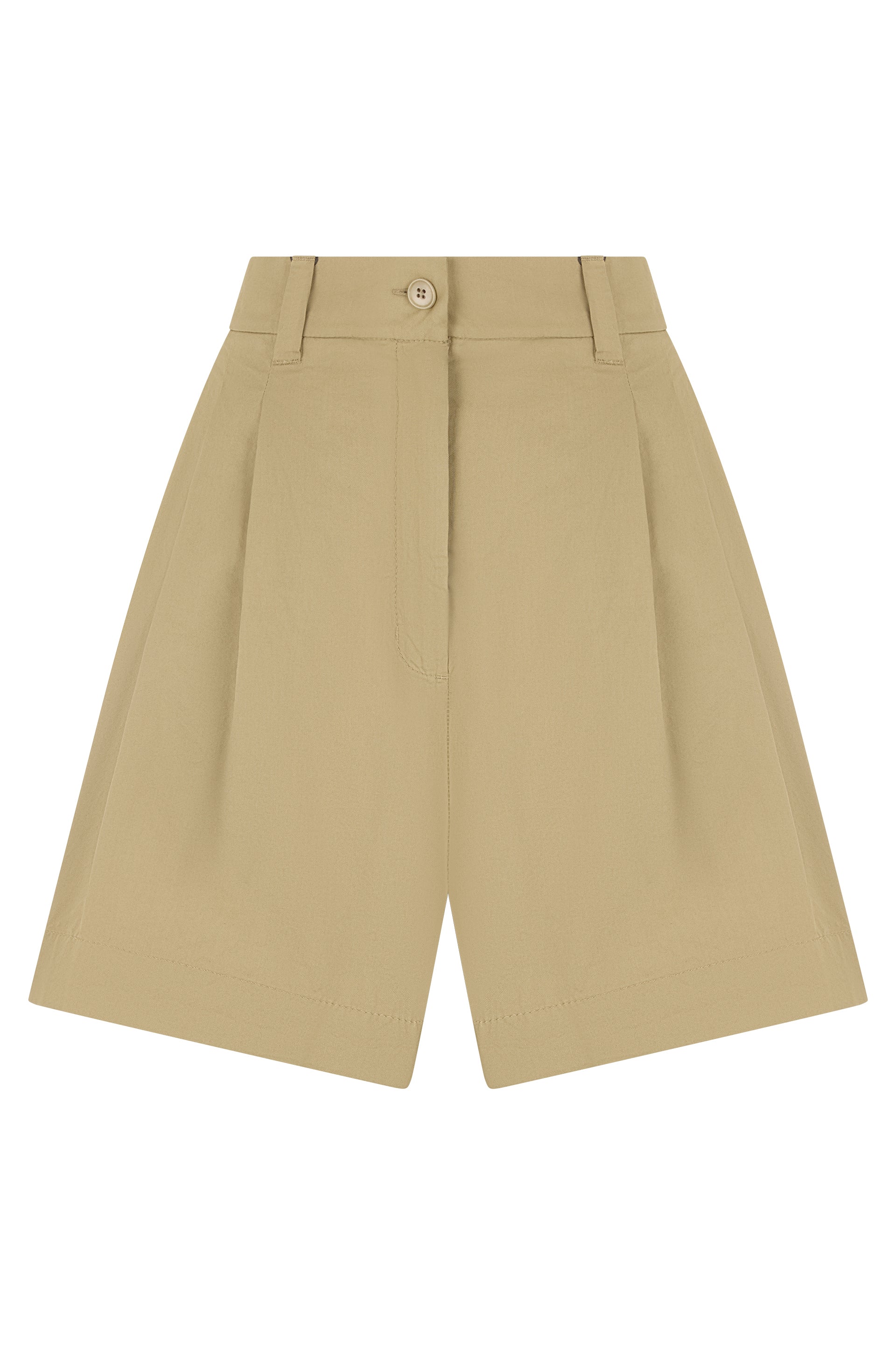 Lightweight Cotton Bermuda with Pleated Front