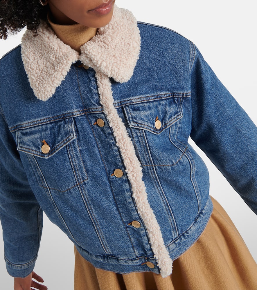 Teddy-trimmed denim jacket