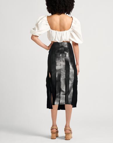 Woman Midi skirt Black Size 10 Leather
