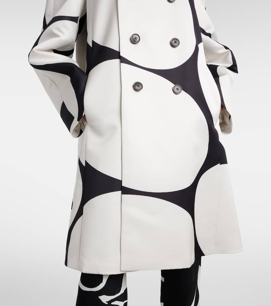 Polka-dot double-breasted satin coat