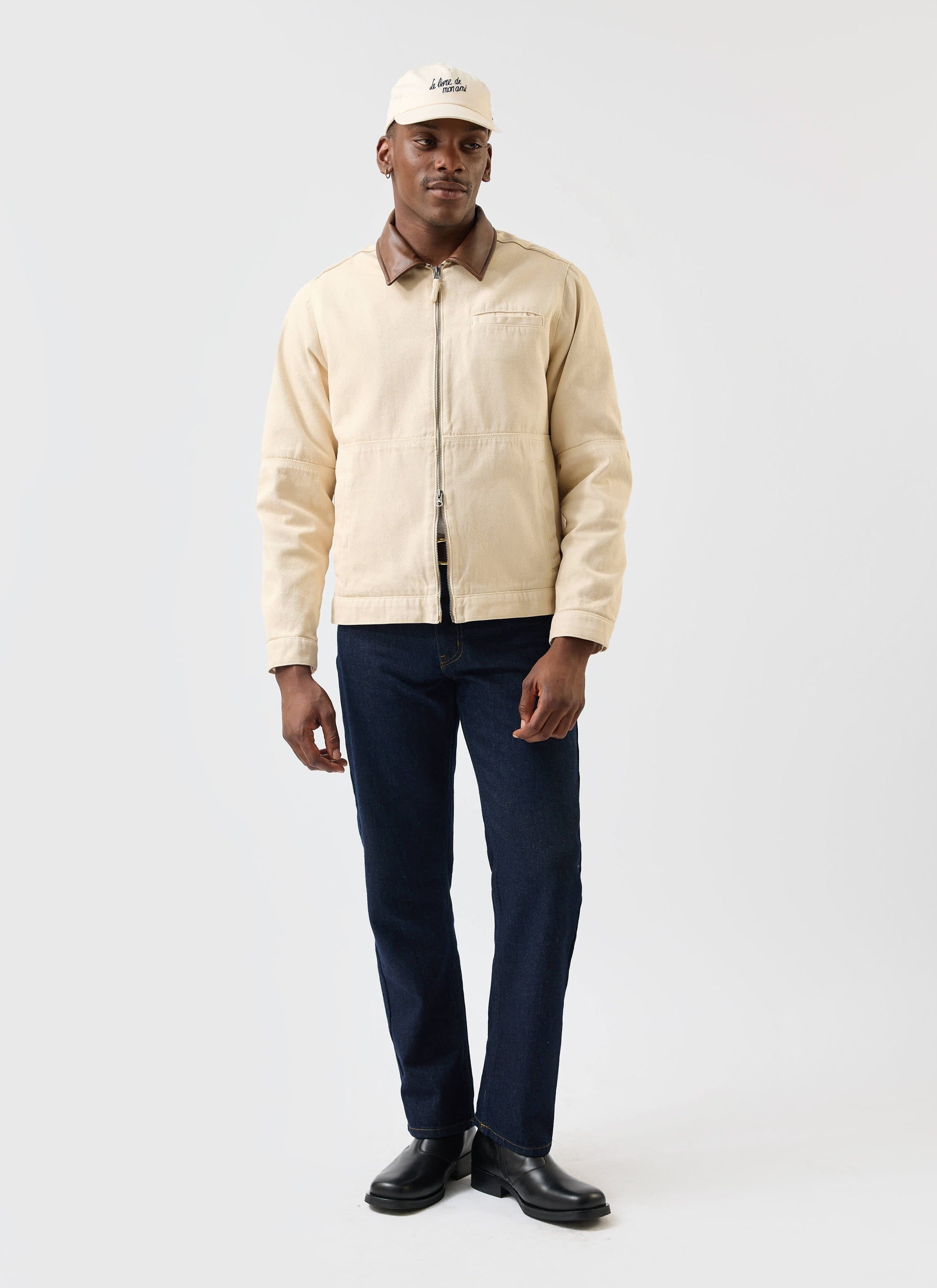 Preface Contrast Collar Jacket Cotton Twill Cream
