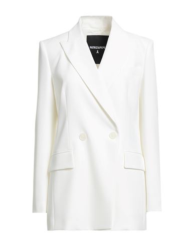 Woman Blazer White Size 10 Polyester, Elastane
