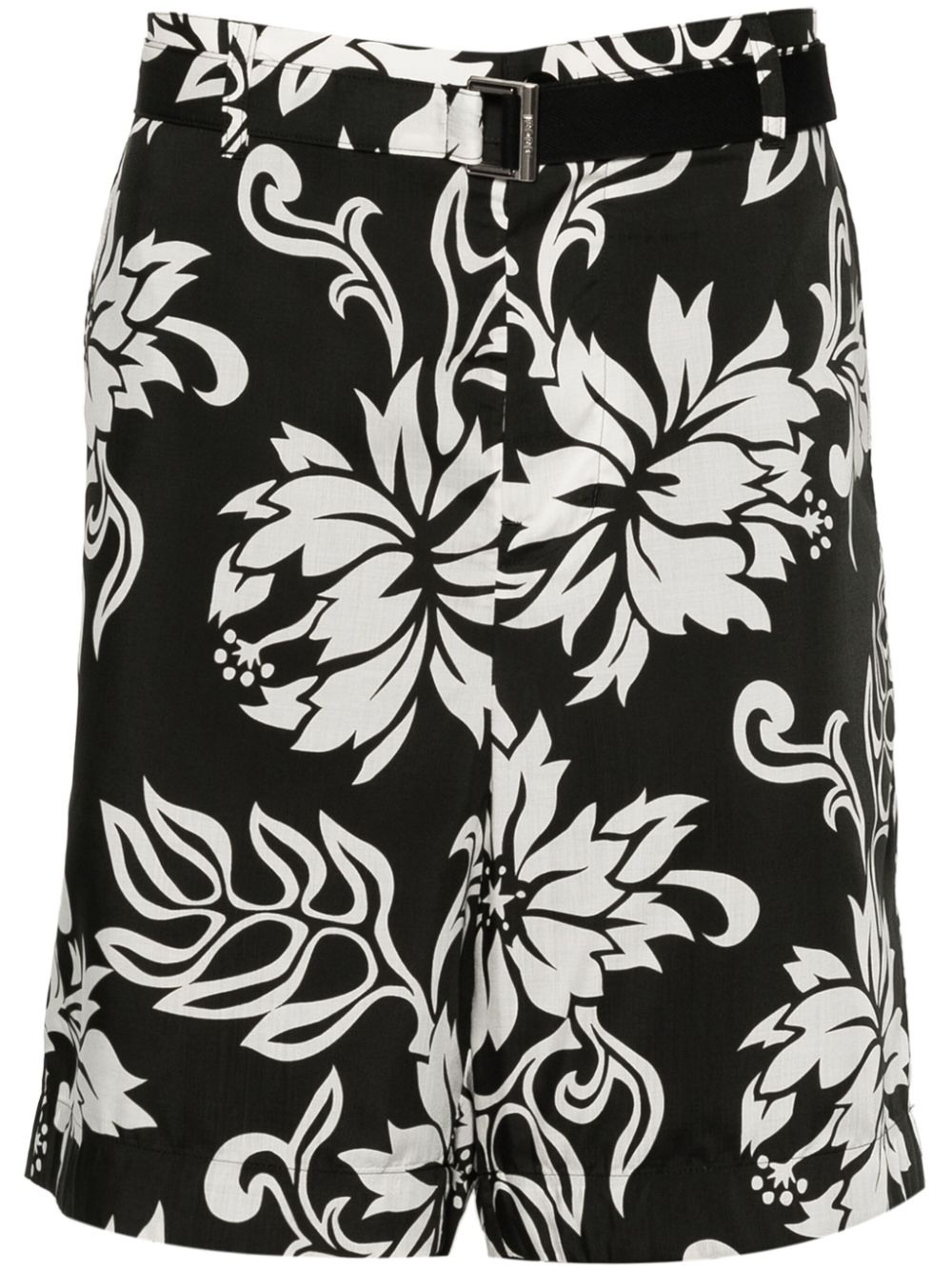 Floral-print poplin shorts - Black