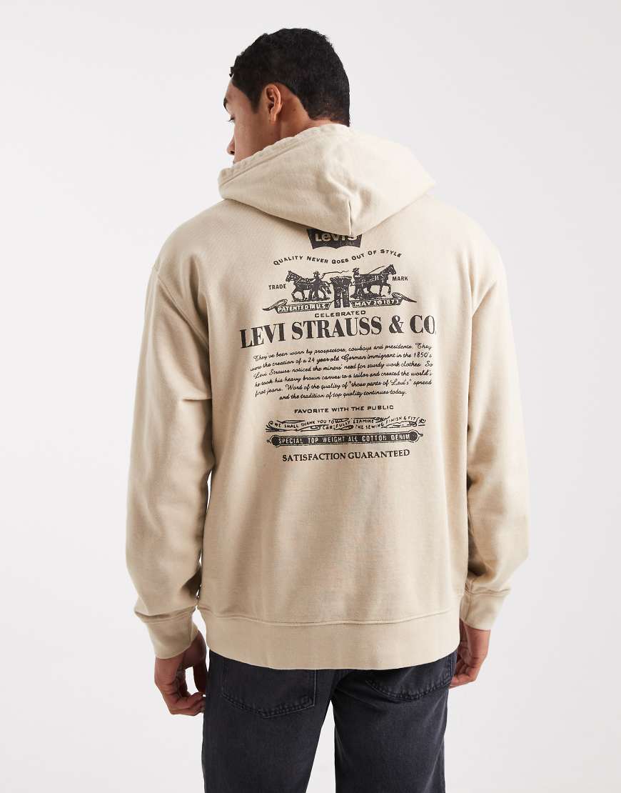 Logo back print relaxed fit hoodie in off white