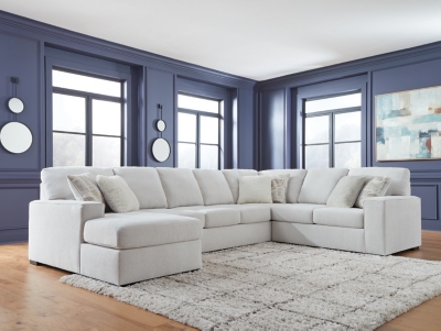 Leighelli 4-Piece Sectional with Chaise, Ivory