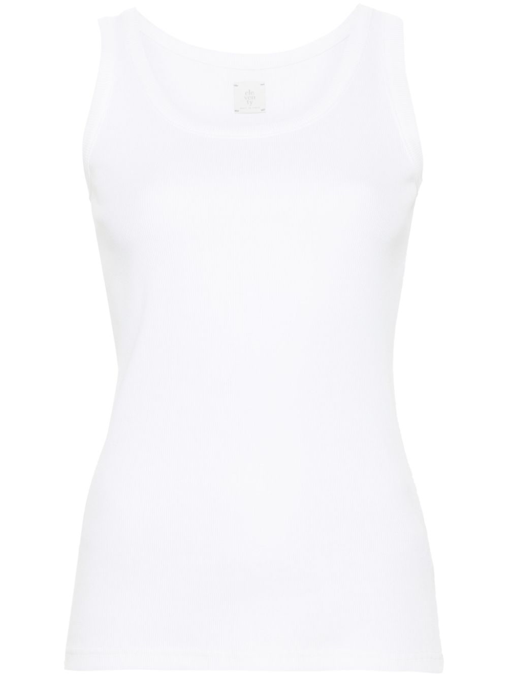Fine-ribbed tank top - White