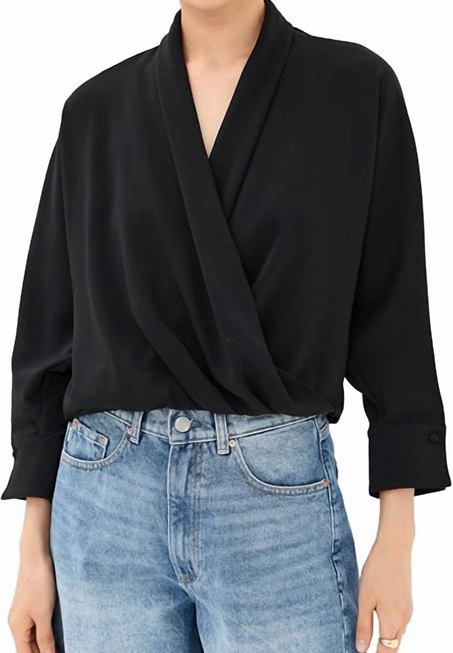 Fallon Long Sleeve Top In Black