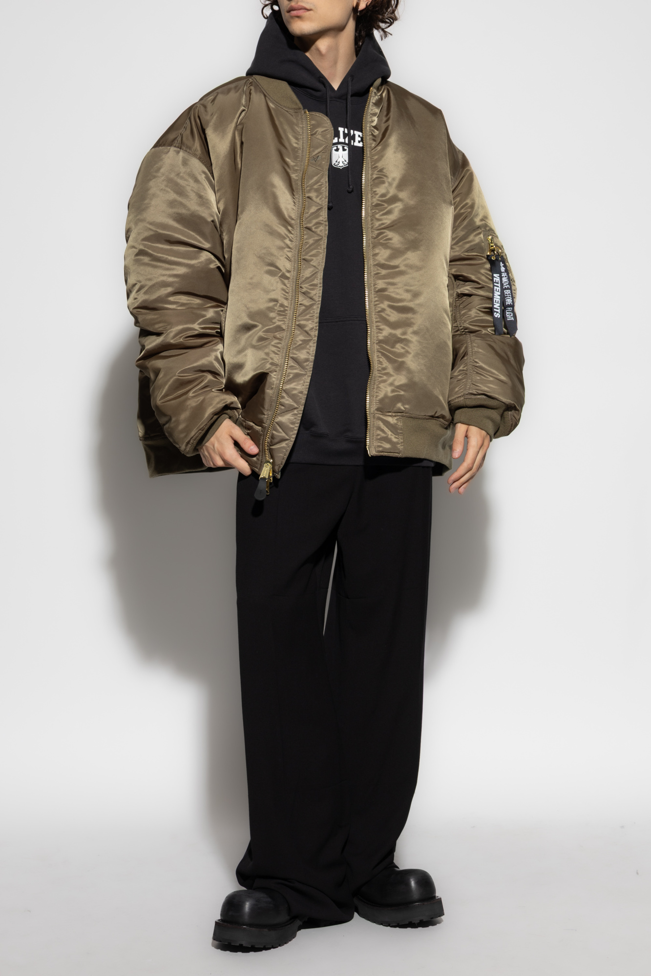 Oversized Reversible "bomber" Jacket, Men's, Green
