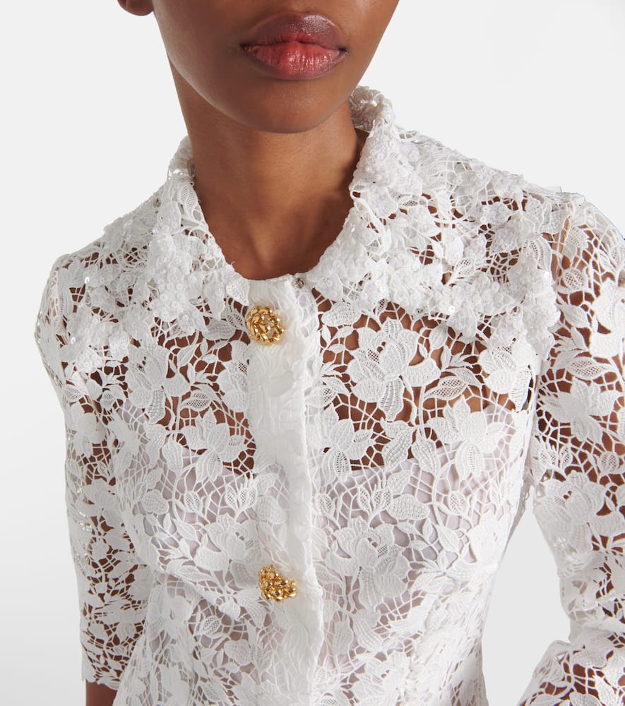 Embellished lace midi dress
