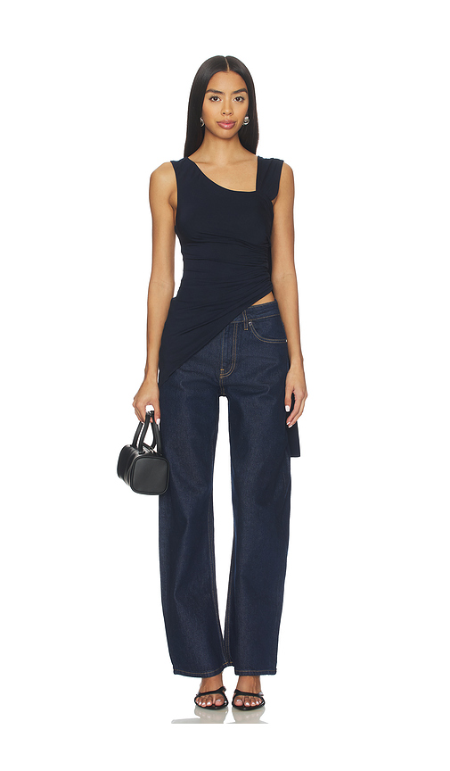 WeWoreWhat One Shoulder Draped Top in Navy. - XL also in L, M