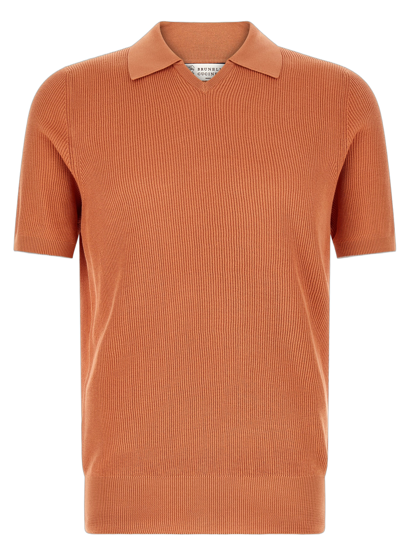 Ribbed Cotton Polo Shirt — Orange