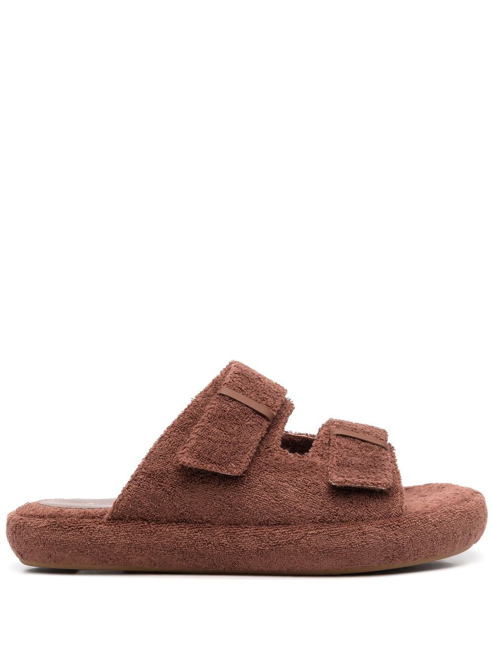 Terry-cloth double-strap sandals - Brown