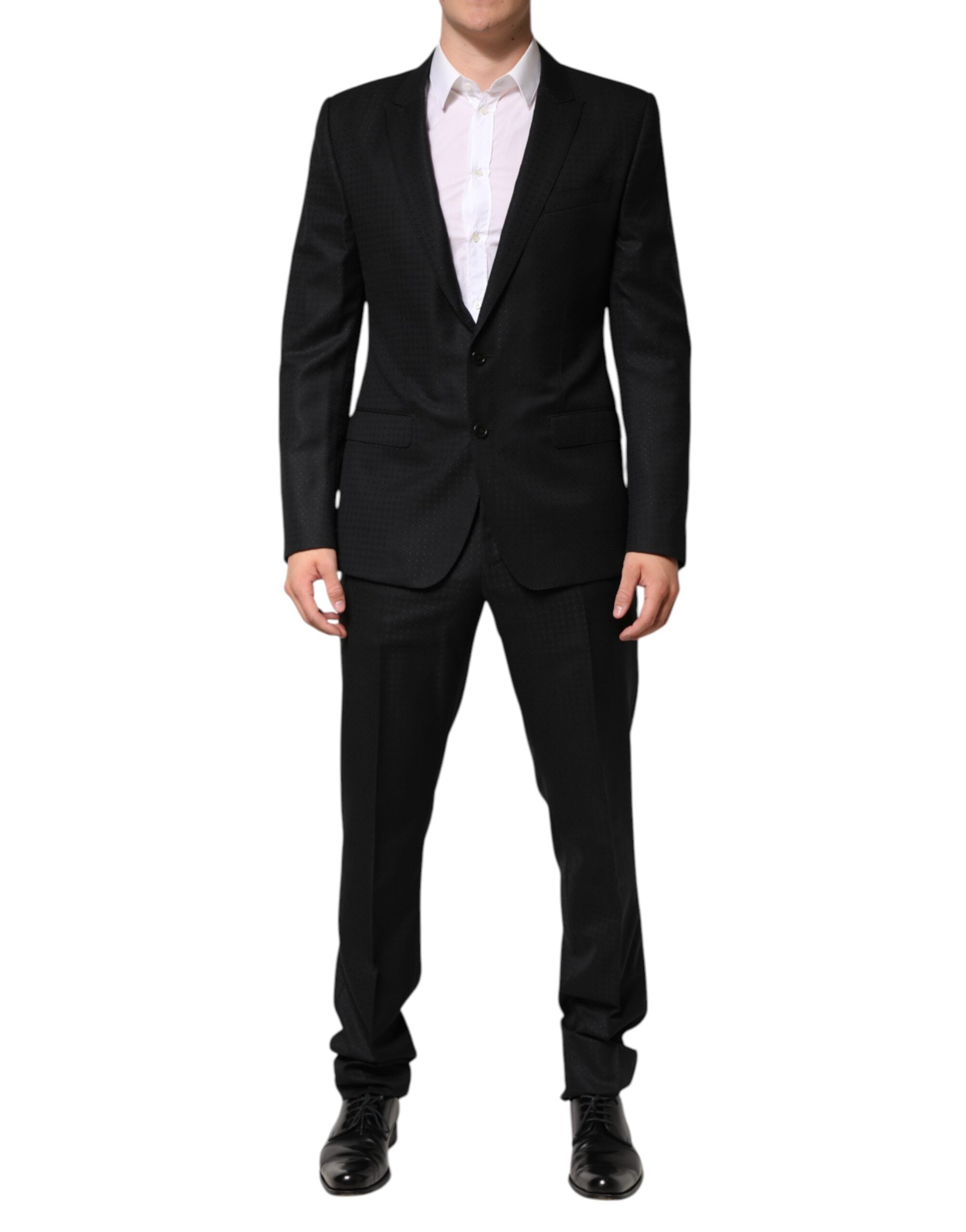 Virgin Wool Silk Cashmere Blend Suit — Black