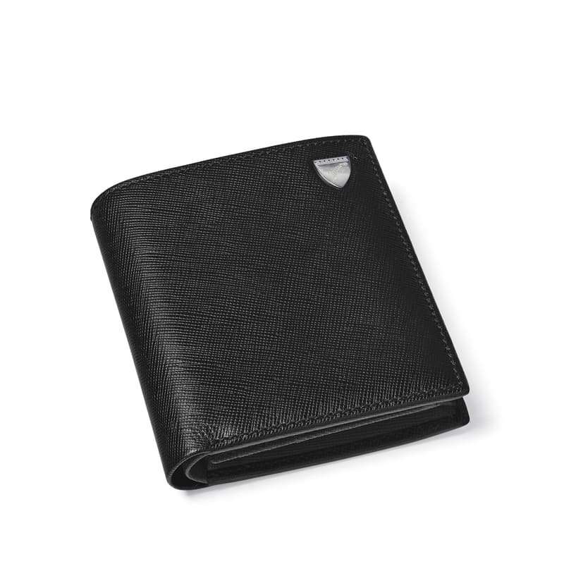 ID & Coin RFID Wallet in Black Saffiano