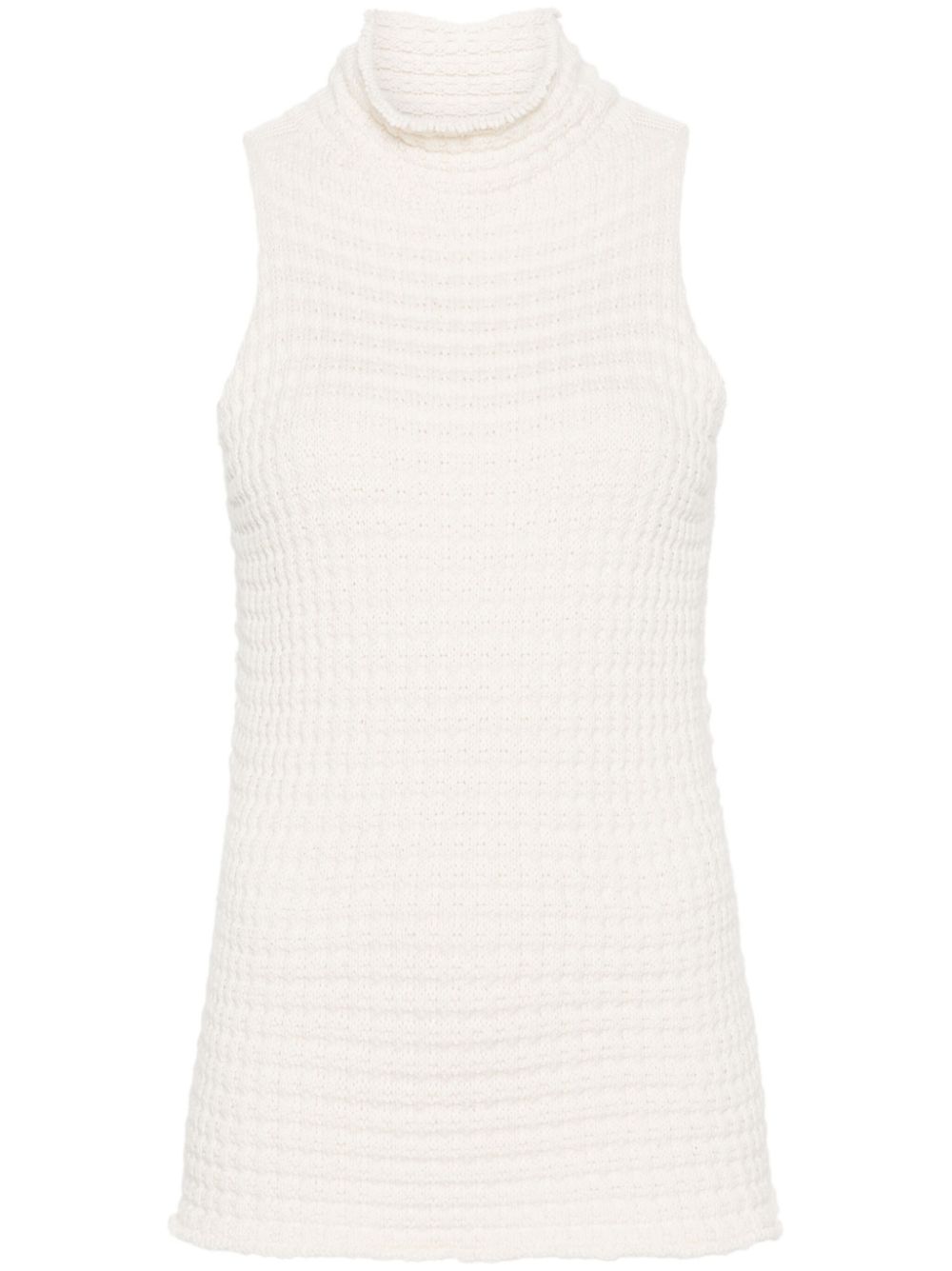 High-neck knitted top - Neutrals