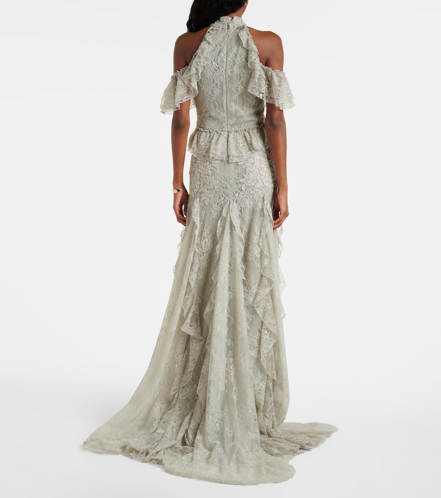 Rhodine embellished halterneck lace gown