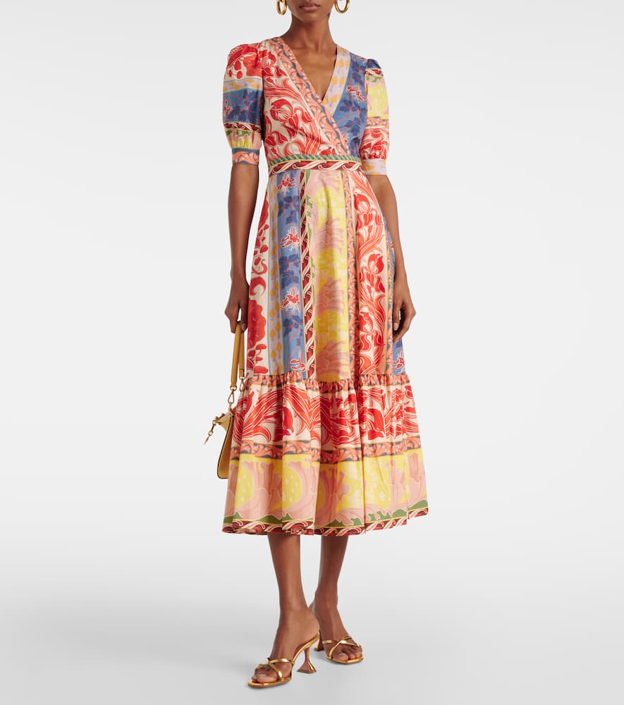 Printed cotton wrap dress