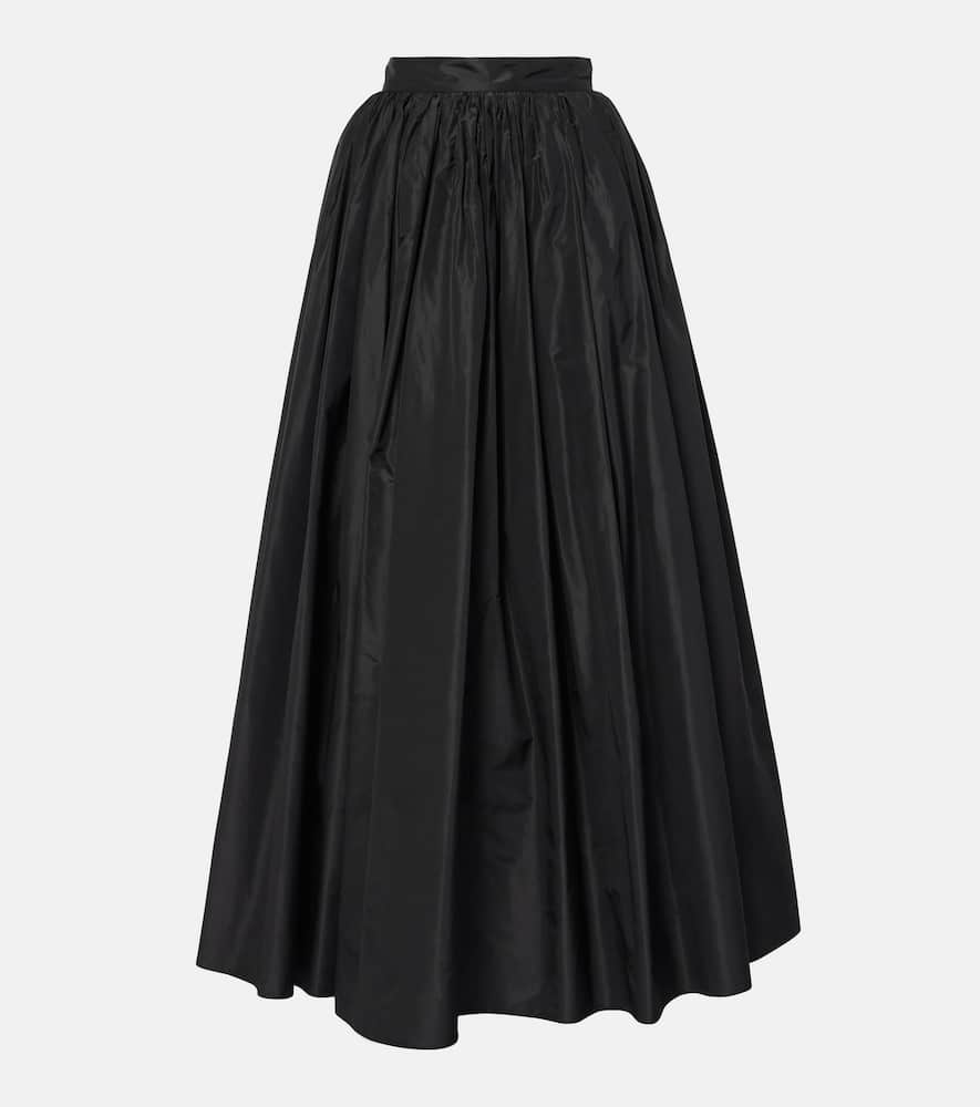 Gathered silk maxi skirt