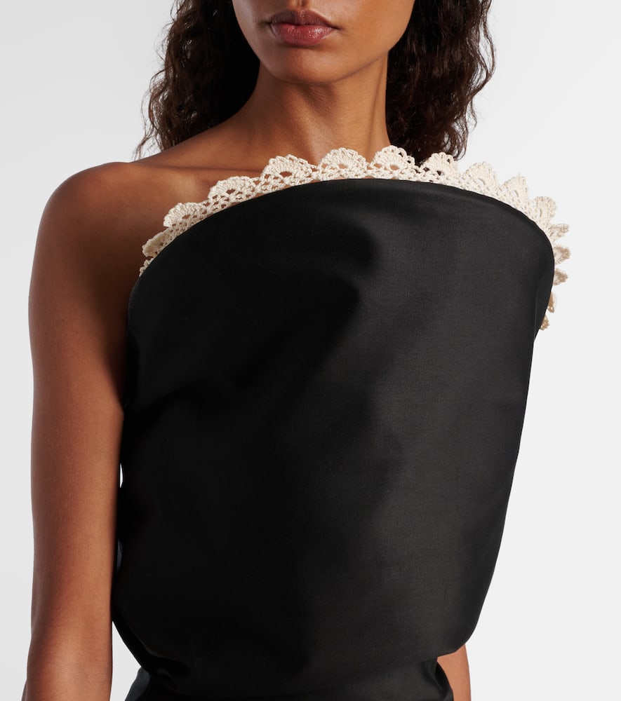 Crochet-trimmed cotton maxi dress