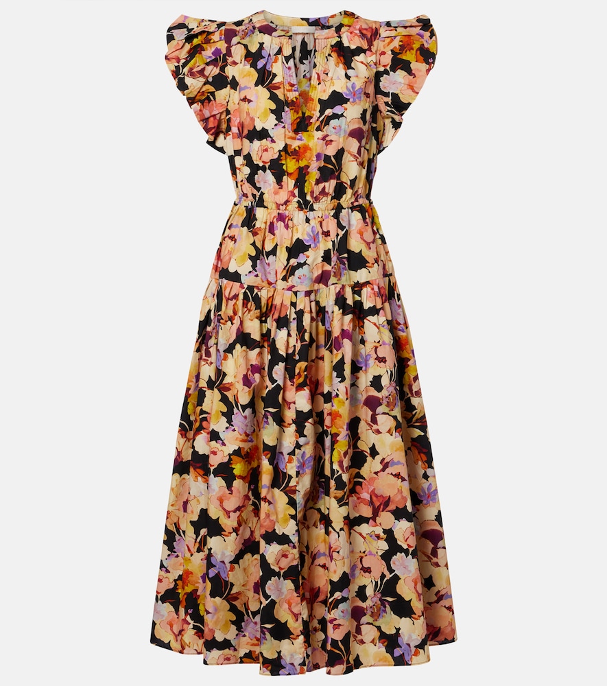 Marin floral cotton poplin midi dress