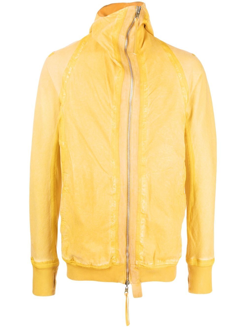 Off-centre zip-fastening hoodie - Yellow