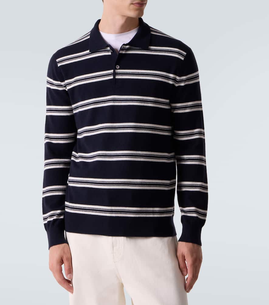 Mr Swansea striped cashmere polo sweater