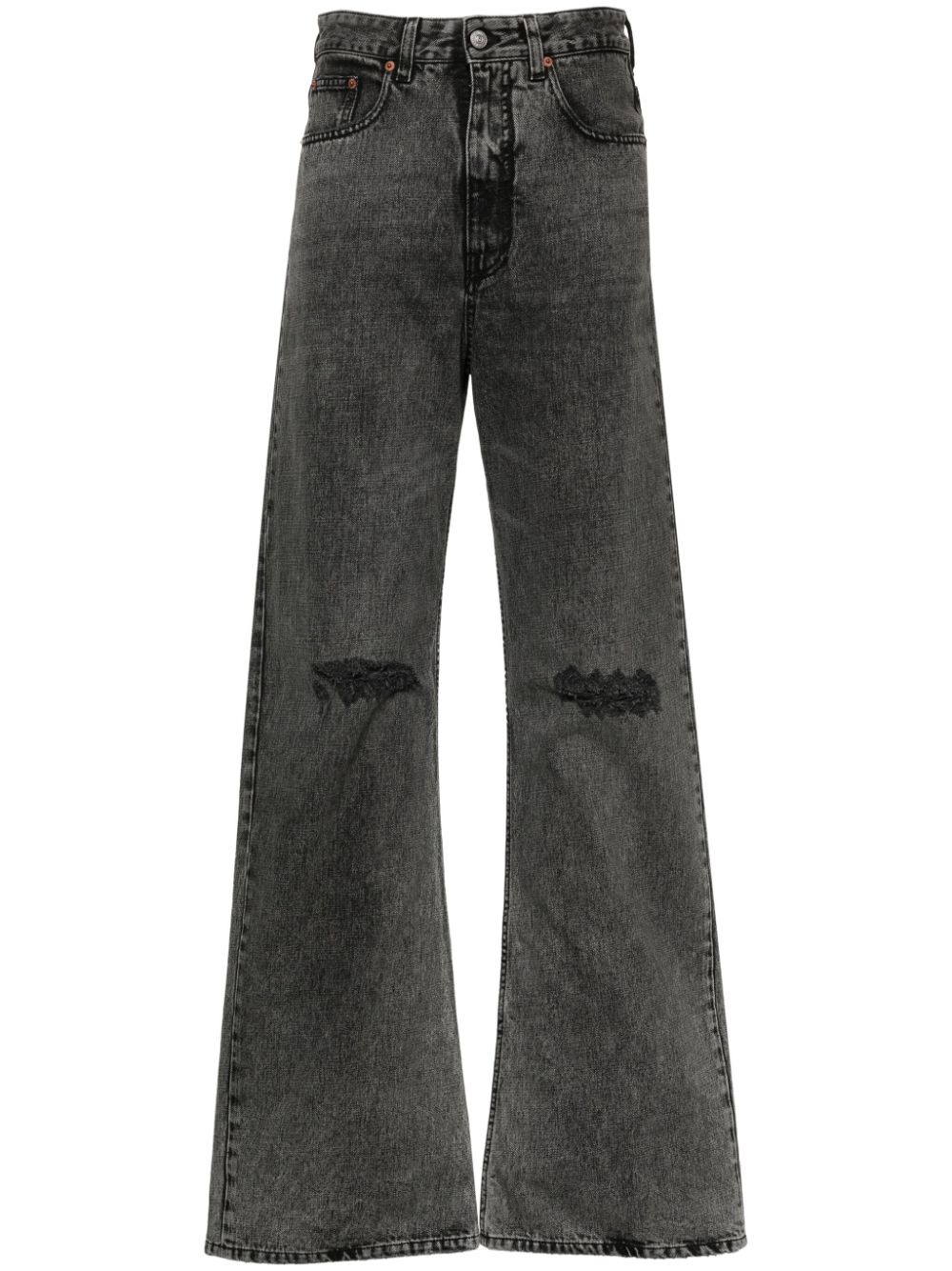 Numbers-patch straight jeans - Black