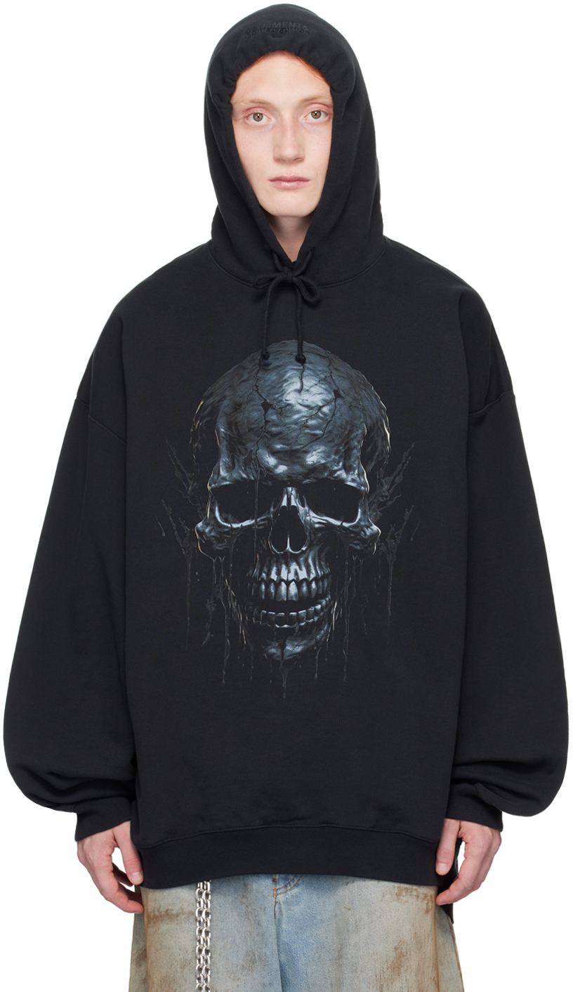VETEMENTS Black Skull Metal Hoodie