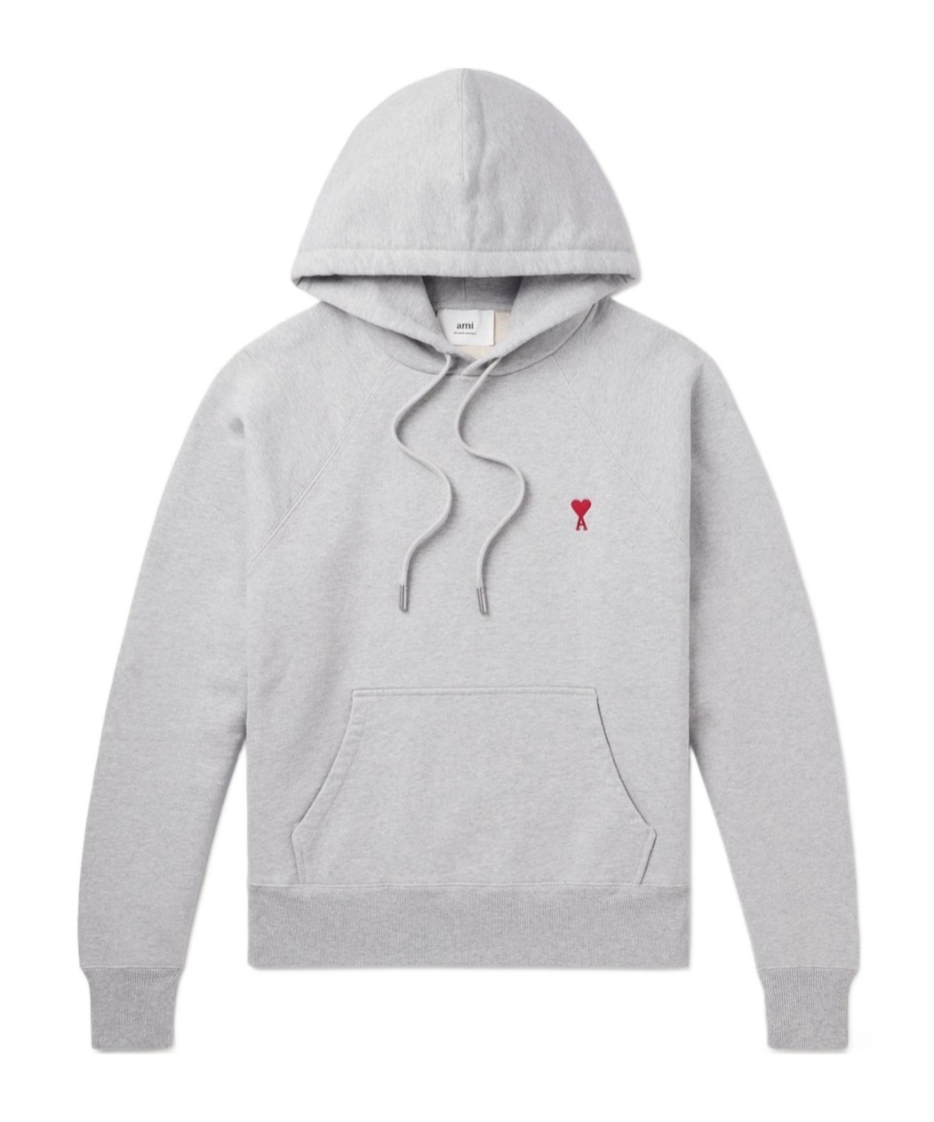 AMI Paris Logo Embroidered Drawstring Hoodie