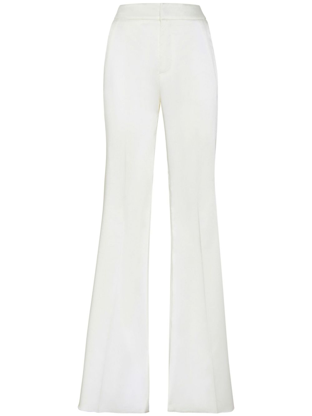 Flared satin trousers - White