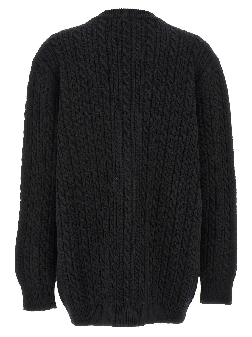 -Wool Cardigan Maglioni Nero-Donna