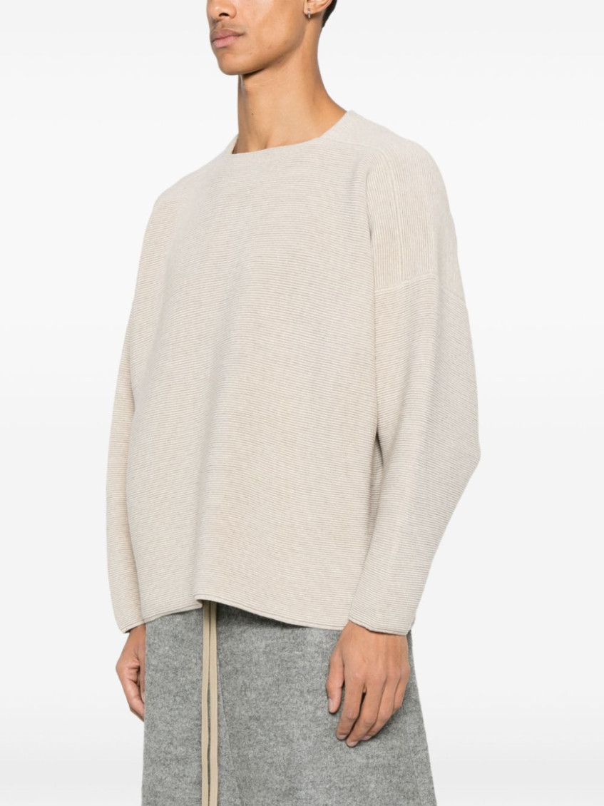 Beige Ottoman straight neck sweater