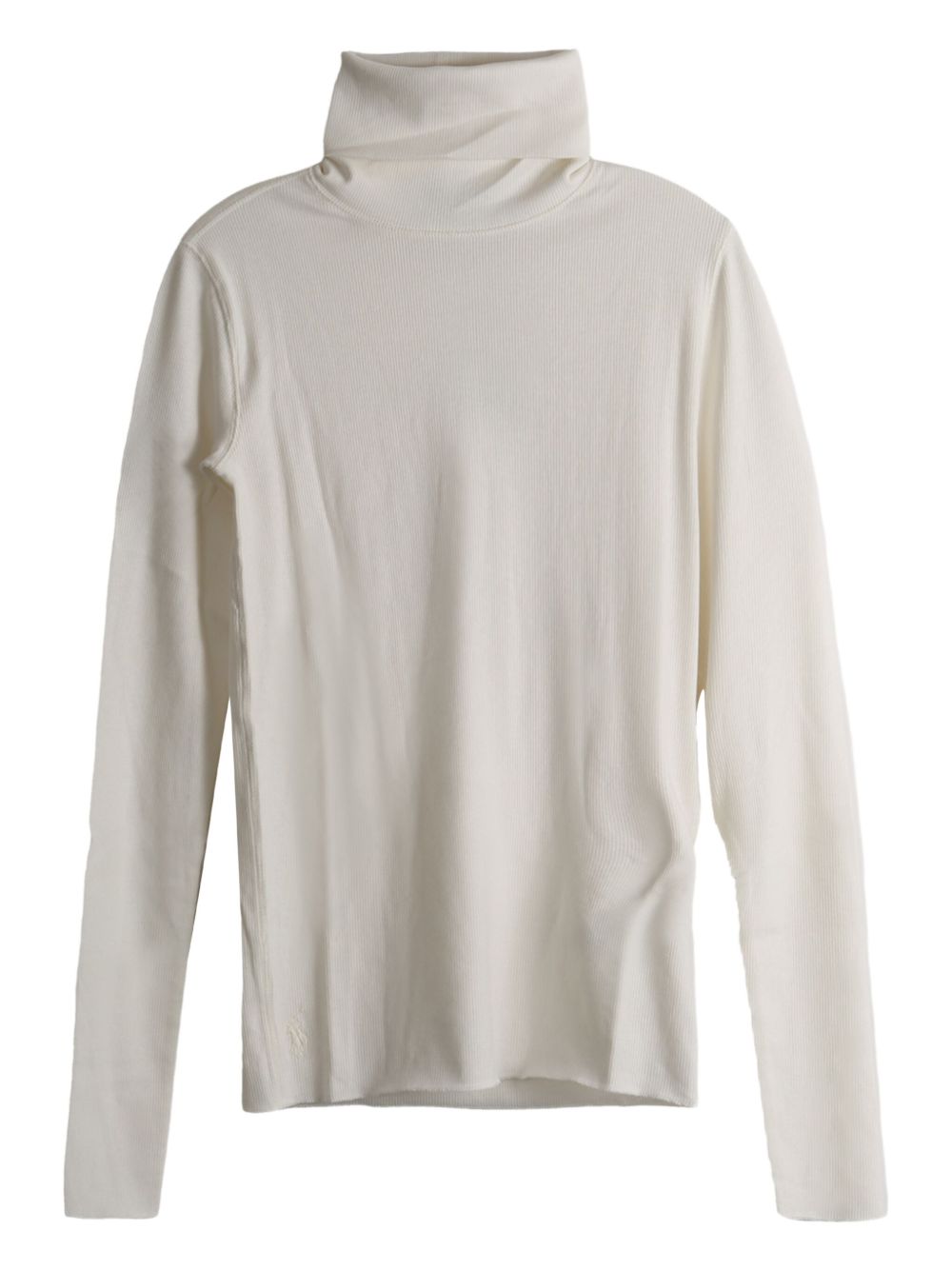 Ribbed turtleneck top - White