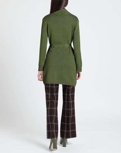 Cashmere Company Woman Cardigan Military green Size 12 Wool, Cashmere