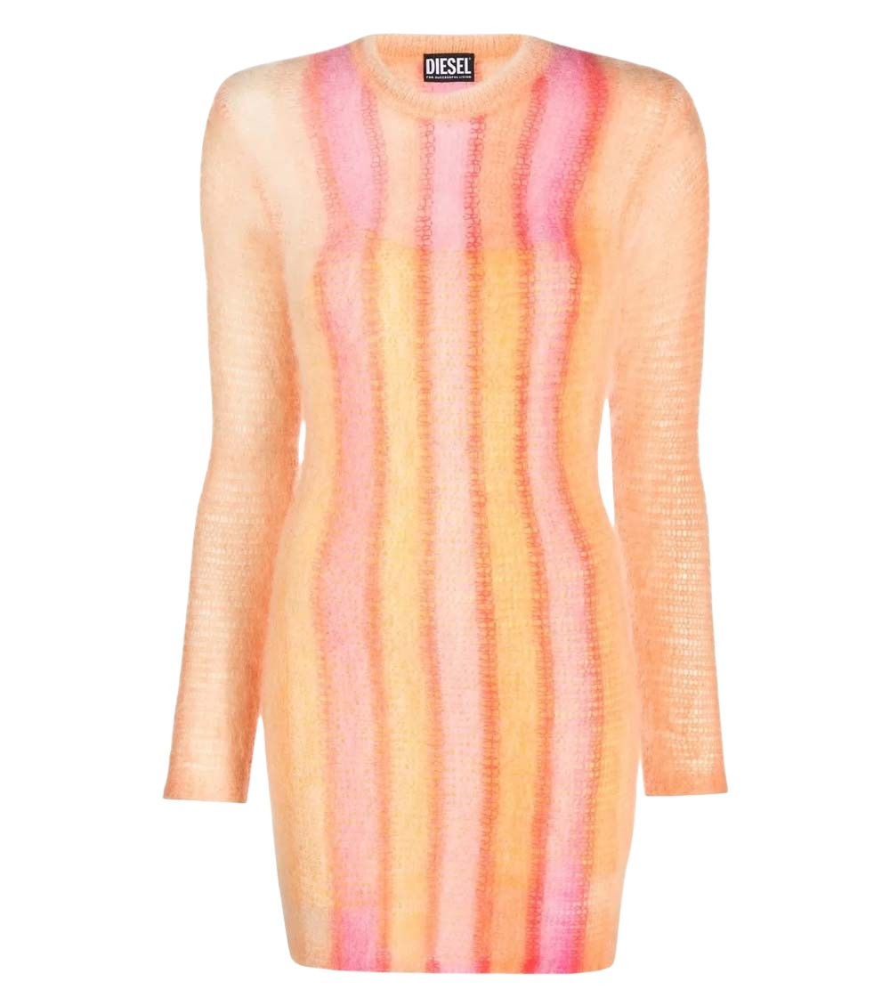 Striped-knit bodycon dress