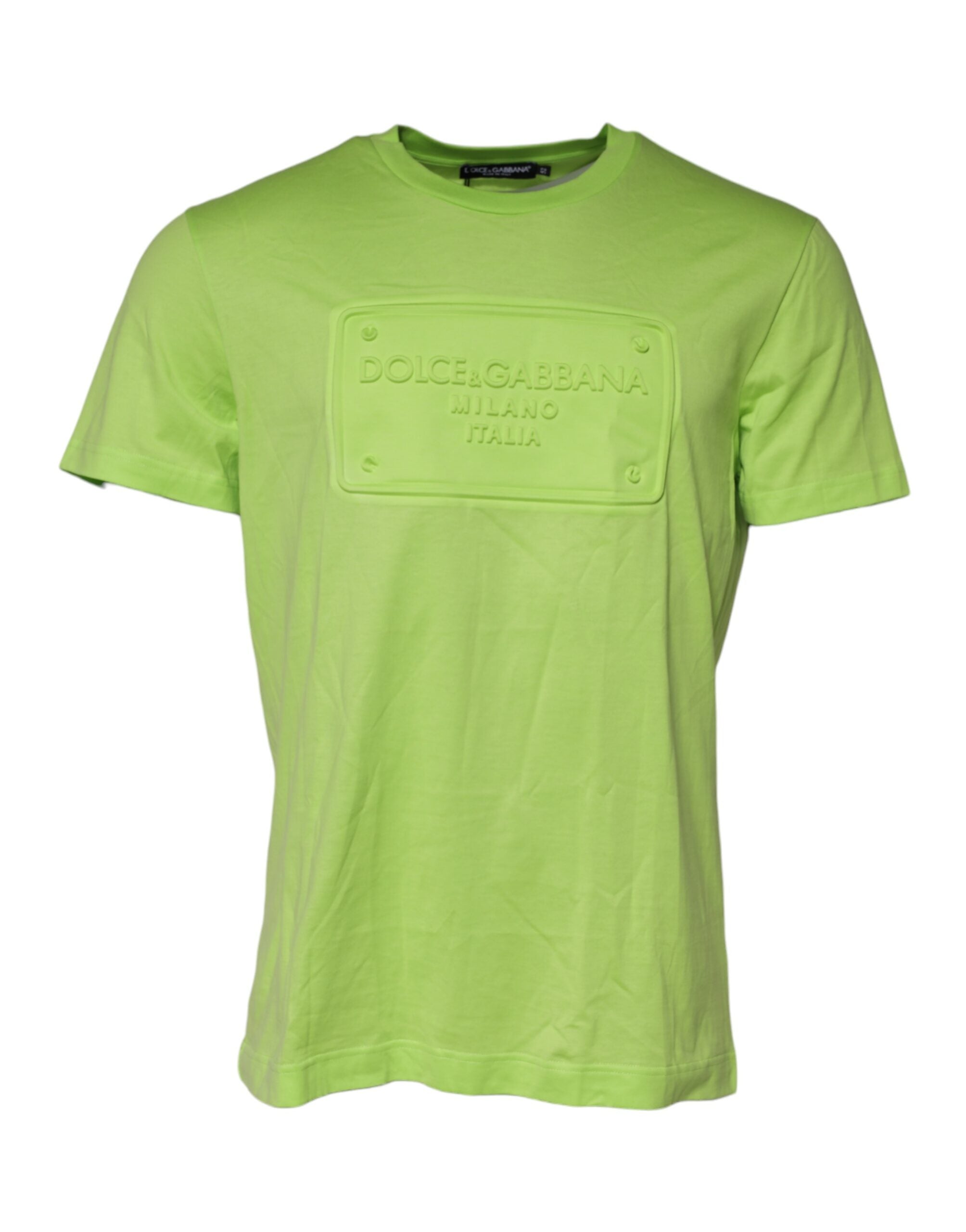 Embossed Logo Cotton T-Shirt — Green